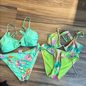 No Boundaries Aqua and Tie-Dye Bikinis